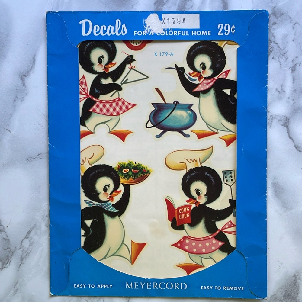 Vintage Penguin's in the kitchen retro mcm decals